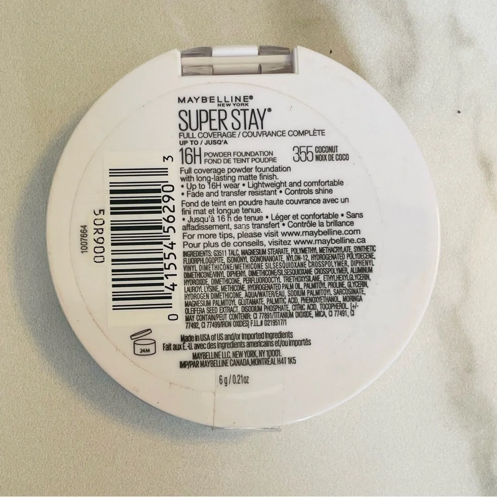 Maybelline 16H #355 Coconut Super Stay Full Coverage Powder Foundation